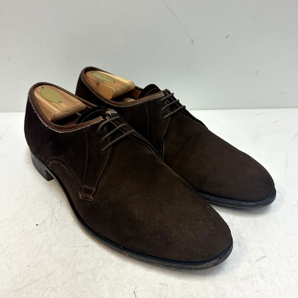 VGUC Loake Shoemakers Brown Suede Plain Toe Derby Made in England Uk 8 US 9